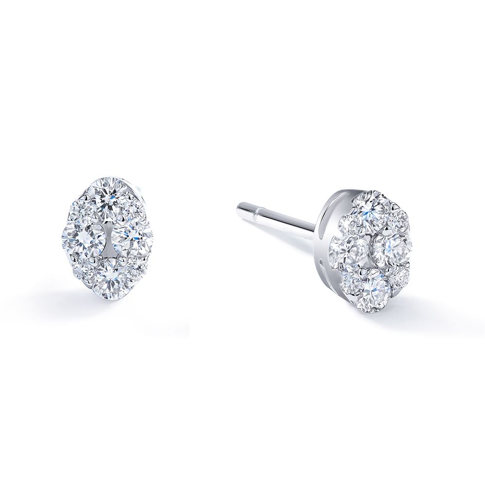 Petite Illusion Diamond Marquise Stud Earrings in 18K White Gold (0.31ct)