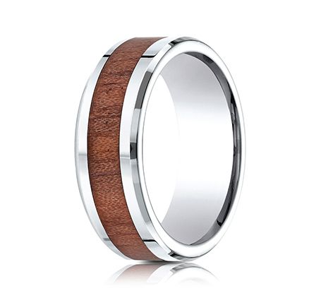 Cobalt Men's Wedding Band With Wood Grain Inlay (8mm)