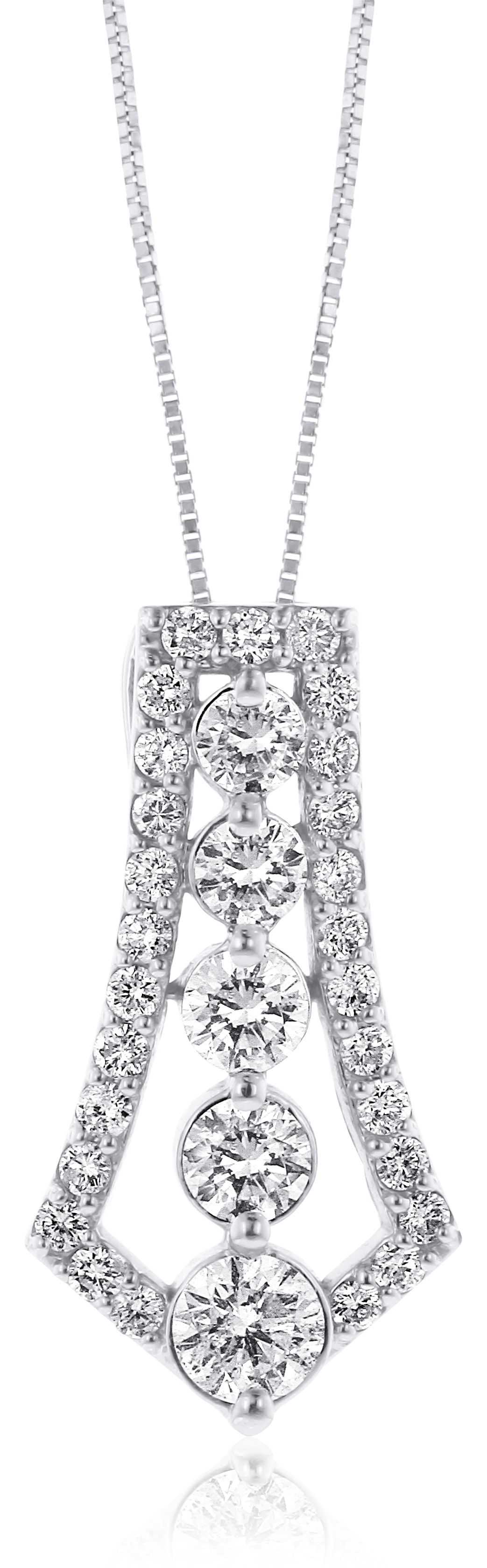 Graduated Diamond Pendant in 14K White Gold (2.02ct)