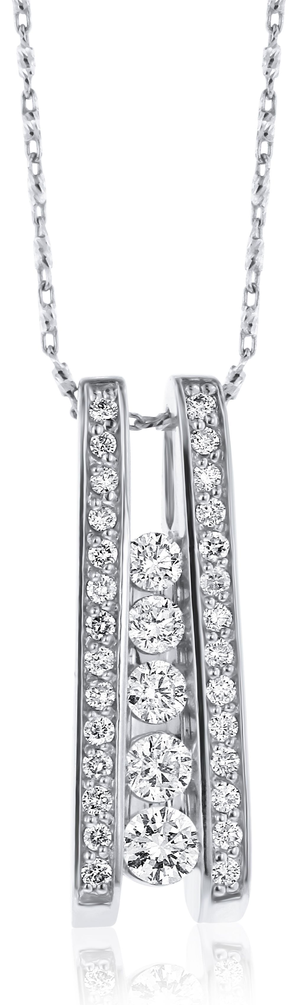 Three-Row Diamond Pendant in 14K White Gold (1.26ct)
