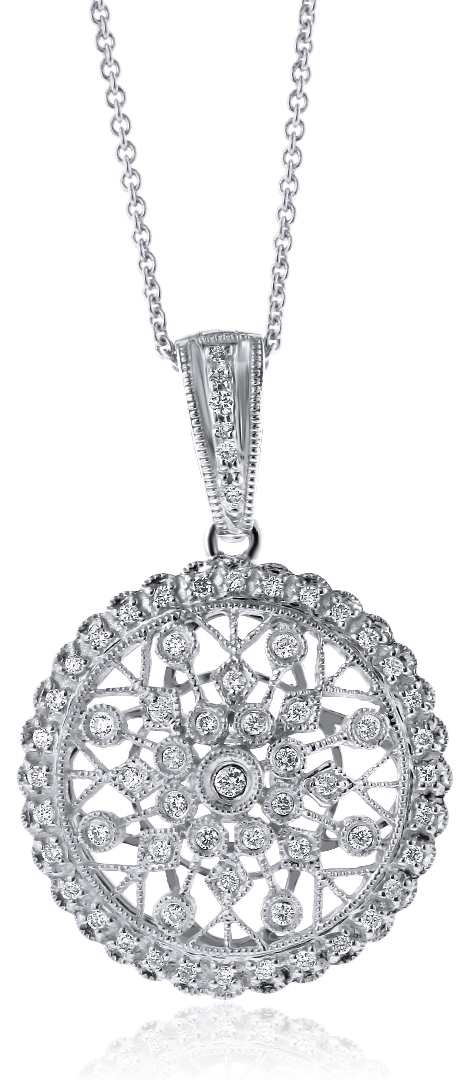Diamond Lattice Circle Pendant in 14K White Gold (0.32ct)