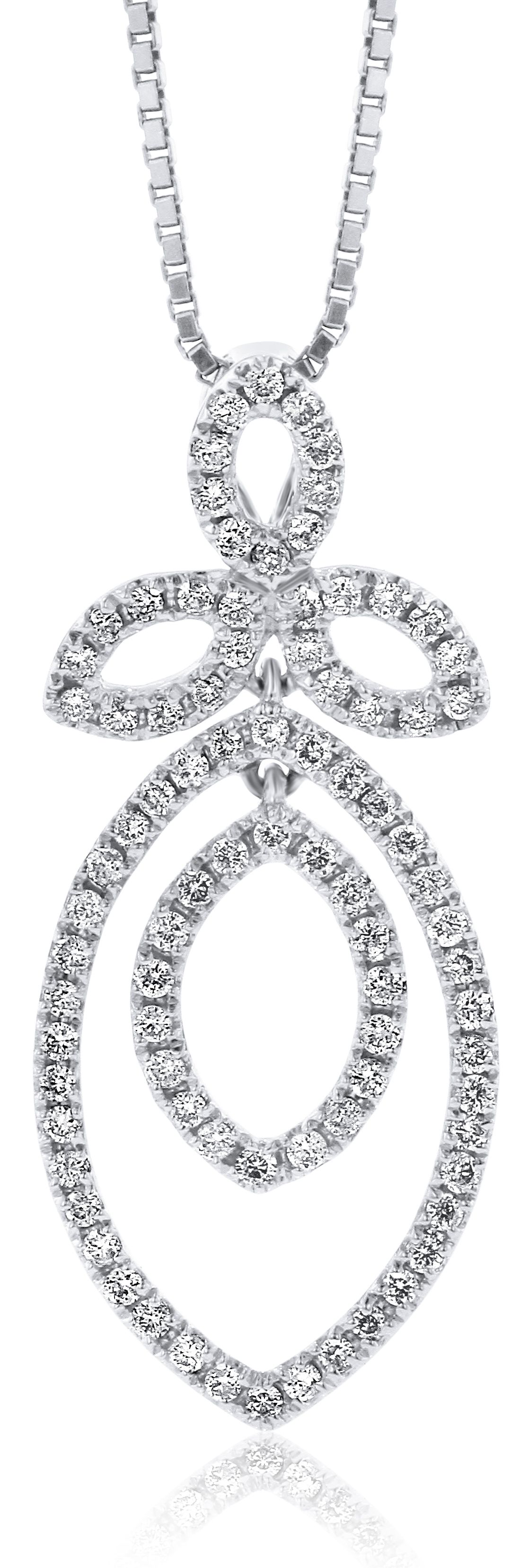 Diamond Leaf Pendant in 18K White Gold (0.36ct)