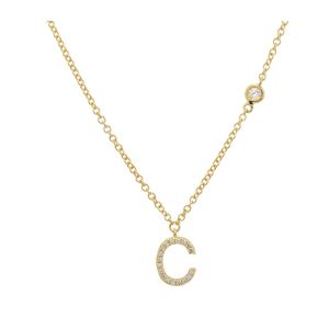 "C" Diamond Initial Necklace in 14k Yellow Gold (0.09ct)