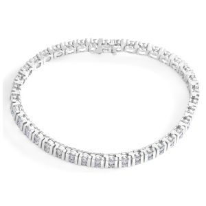 Channel-Bar Diamond Tennis Bracelet in 14K White Gold (6.02ct)