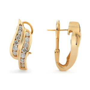 Double Row Diamond Hoop Earrings in 14K Yellow Gold (2.10ct)