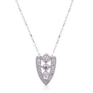 Three-Stone Diamond Milgrain Pendant in 14K White Gold (1.50ct)