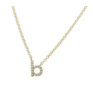 "B" Lowercase Mini Diamond Initial Pendant in 14k Yellow Gold 