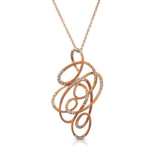 Diamond Swirl Brushed Diamond Pendant in 18K Rose Gold (0.36ct)