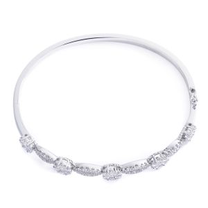 Floral Diamond Bangle in 18K White Gold (2.50ct)