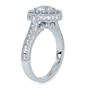 3-Sided Vintage Diamond Halo Engagement Ring