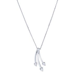 Three Stone Stardust Pendant in 14K White Gold (0.24ct)