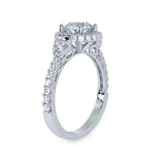 Double Heart Diamond Halo Engagement Ring