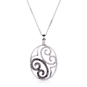 Ying & Yang Diamond Oval Pendant in 14K White Gold (0.70ct)