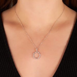 Marquise Diamond Circle Pendant in 18K White Gold (0.55ct)