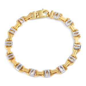 Two-Tone Fancy Lock-Link Bracelet in 14K Yellow and White Gold