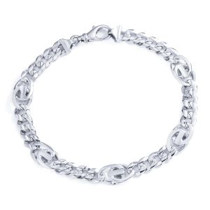 Figaro Gucci-Link Bracelet in 14K White Gold