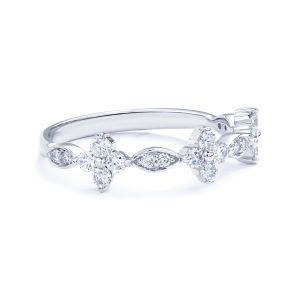Floral and Marquise Diamond Ring in 18K White Gold (0.43ct)