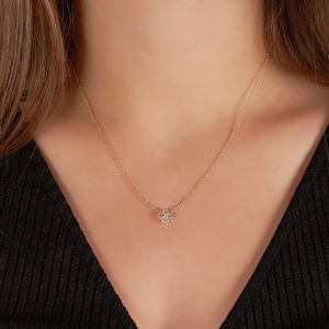 Petite Diamond Clover Necklace in 18K Gold
