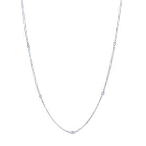 Double Chain Diamond by the Yard Necklace in 14K White Gold (0.14ct)