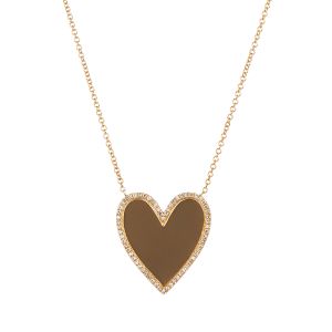 Glossy Diamond Halo Heart Necklace in 14K Gold (0.19ct)