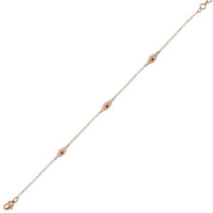 Petite Diamond and Ruby Evil Eye Station Bracelet in 14K Rose Gold