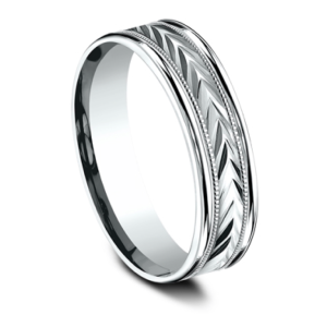 Men's Comfort-Fit Diamond-Cut Wedding Band with Milgrain in Platinum (6mm)