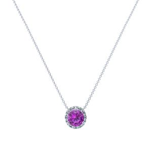Amethyst Diamond Halo Pendant in 14k Gold (8.3mm)